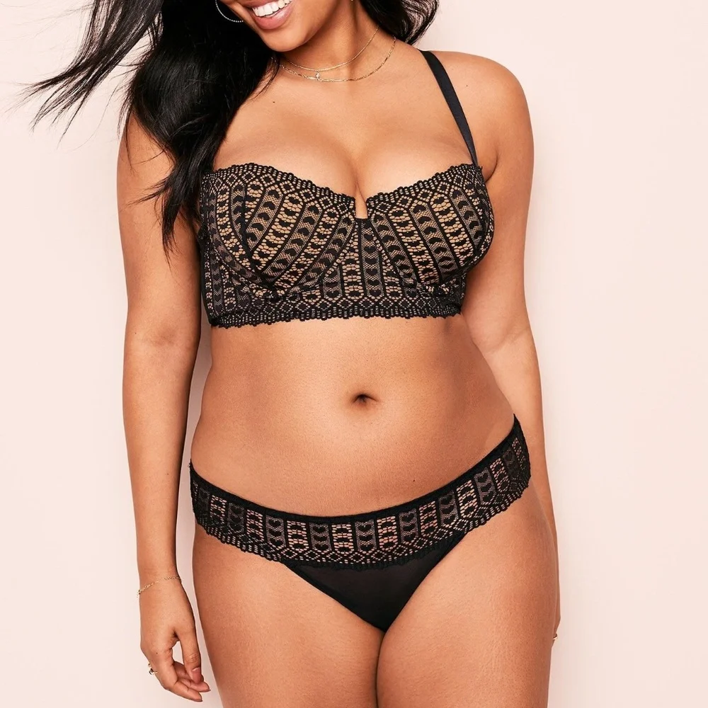 Black Eyelet Heart Shape Cutout Mesh Women's Nylon Bra